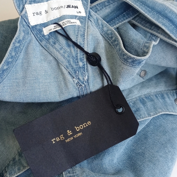 Rag & Bone Light Wash Denim Blue Dungarees Short Overalls/ Jumper L ($295) NWT - Picture 8 of 16